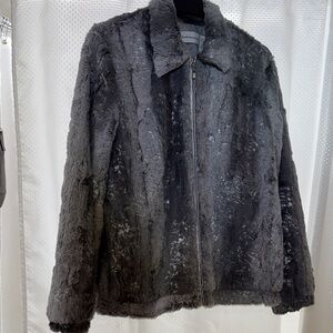 Alfred Dunner Gray Faux Fur Jacket